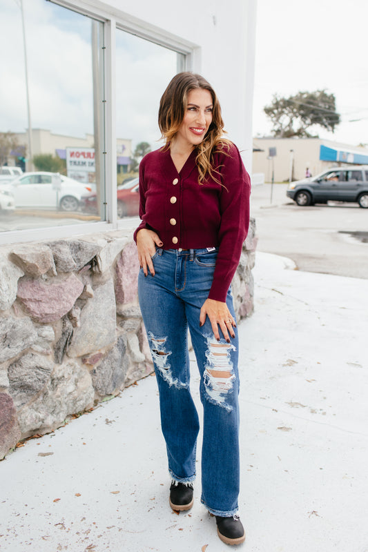 Cabernet Cozy Cardigan In Wine