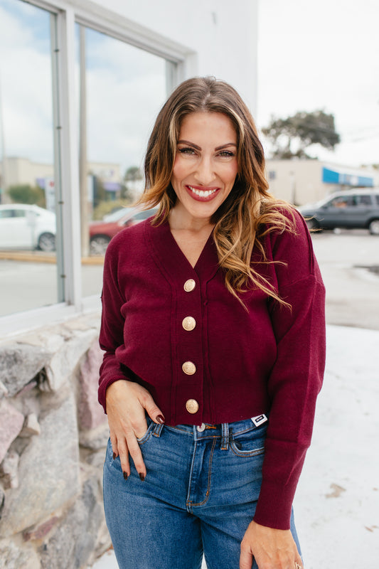 Cabernet Cozy Cardigan In Wine