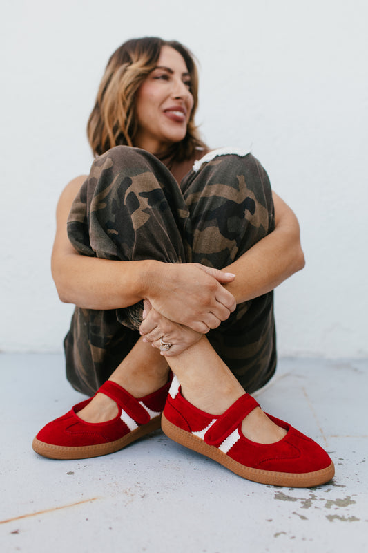 Corky's Red Faux Suede Calm Down Sneakers