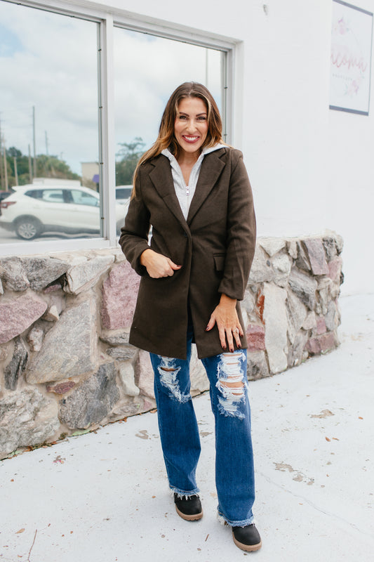 Timeless Tailored Coat In Espresso