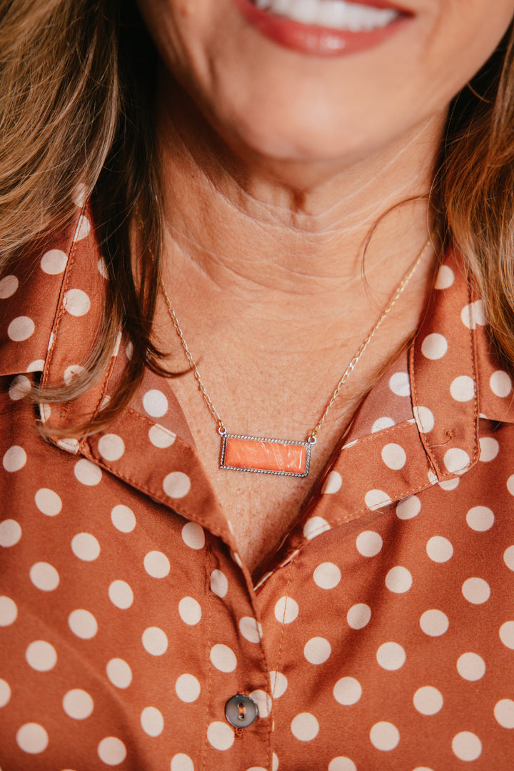 Coral Glow Bar Necklace