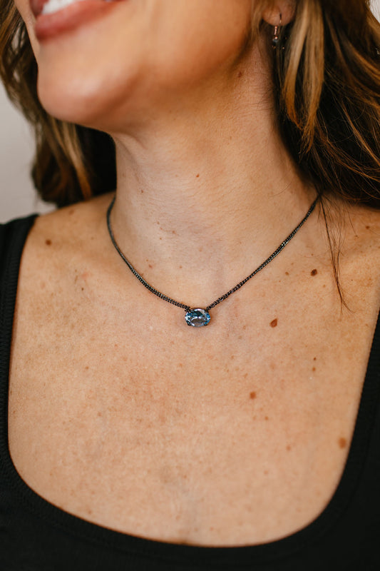 Tova Iza Necklace in Gunmetal Light Turquoise - FINAL SALE