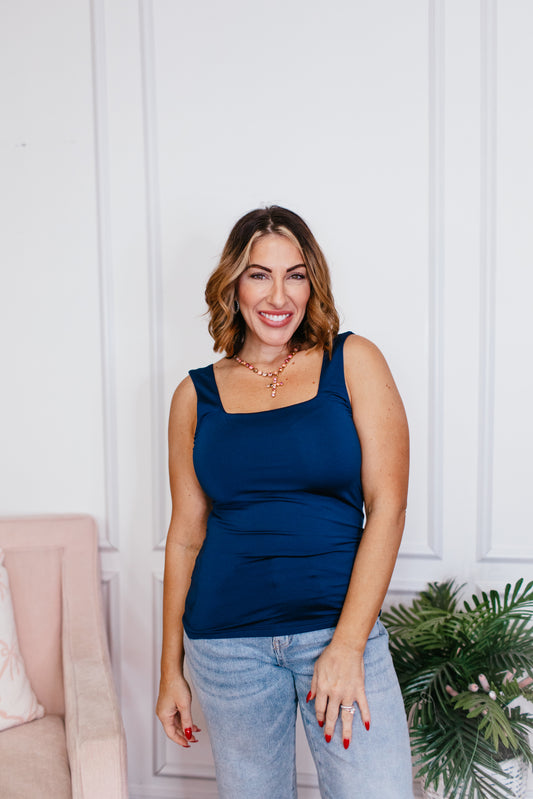 Here's The Scoop Tank in Navy - Reg/Curvy