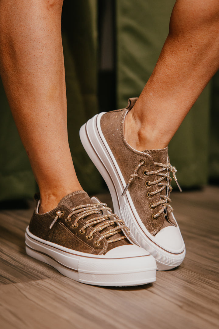 Very G Chocolate Harmon Suede Sparkle Sneakers