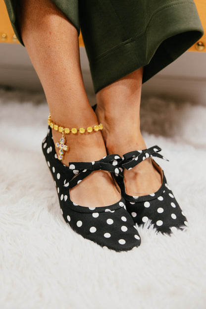 Corky's Black White Polka Dots Layover Flats