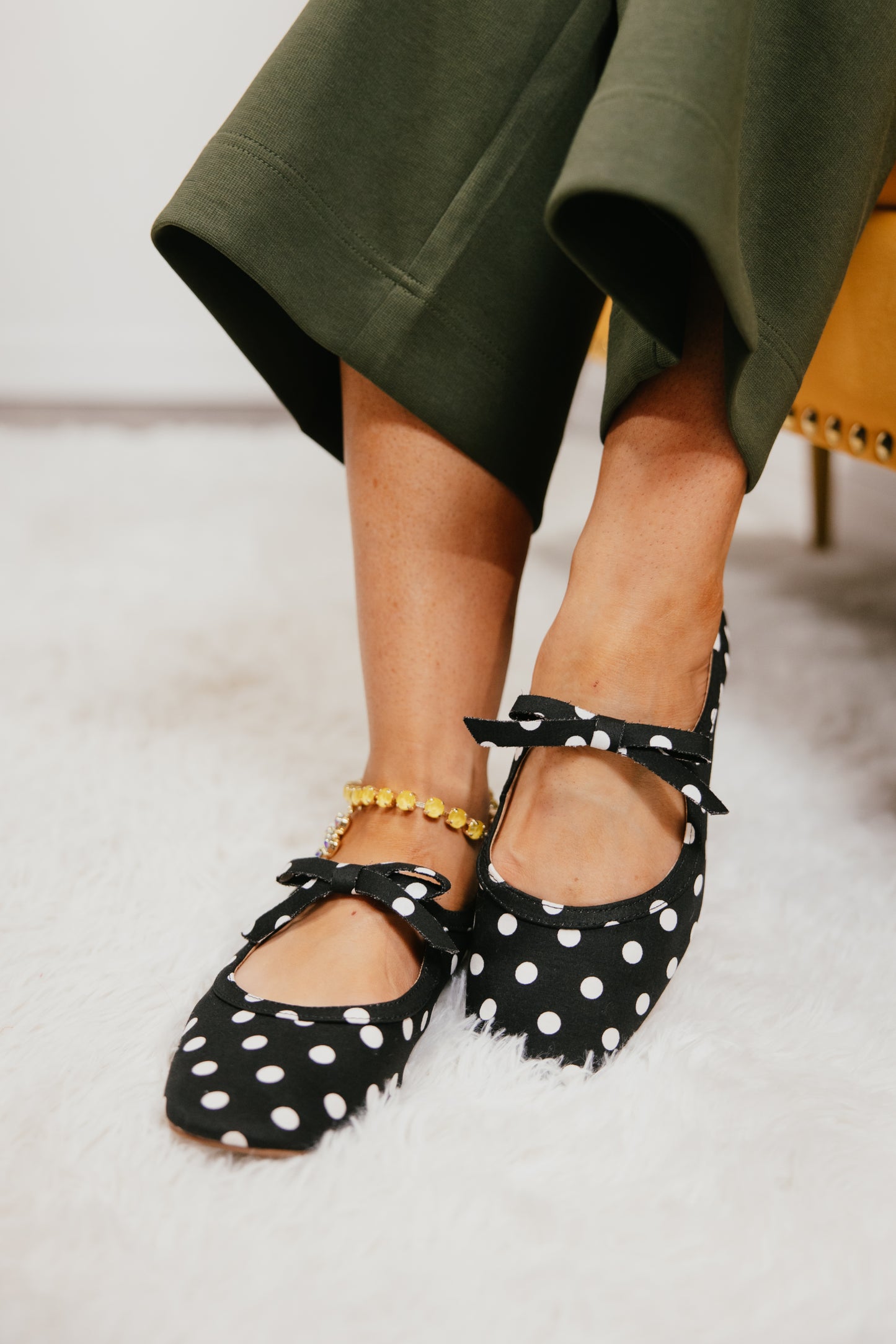 Corky's Black White Polka Dots Layover Flats