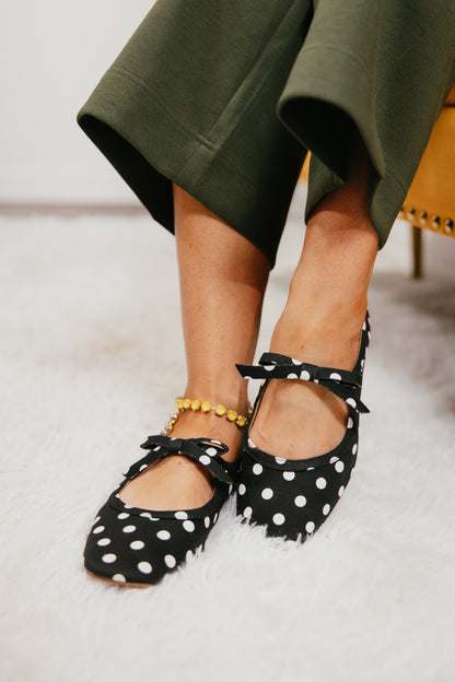 Corky's Black White Polka Dots Layover Flats