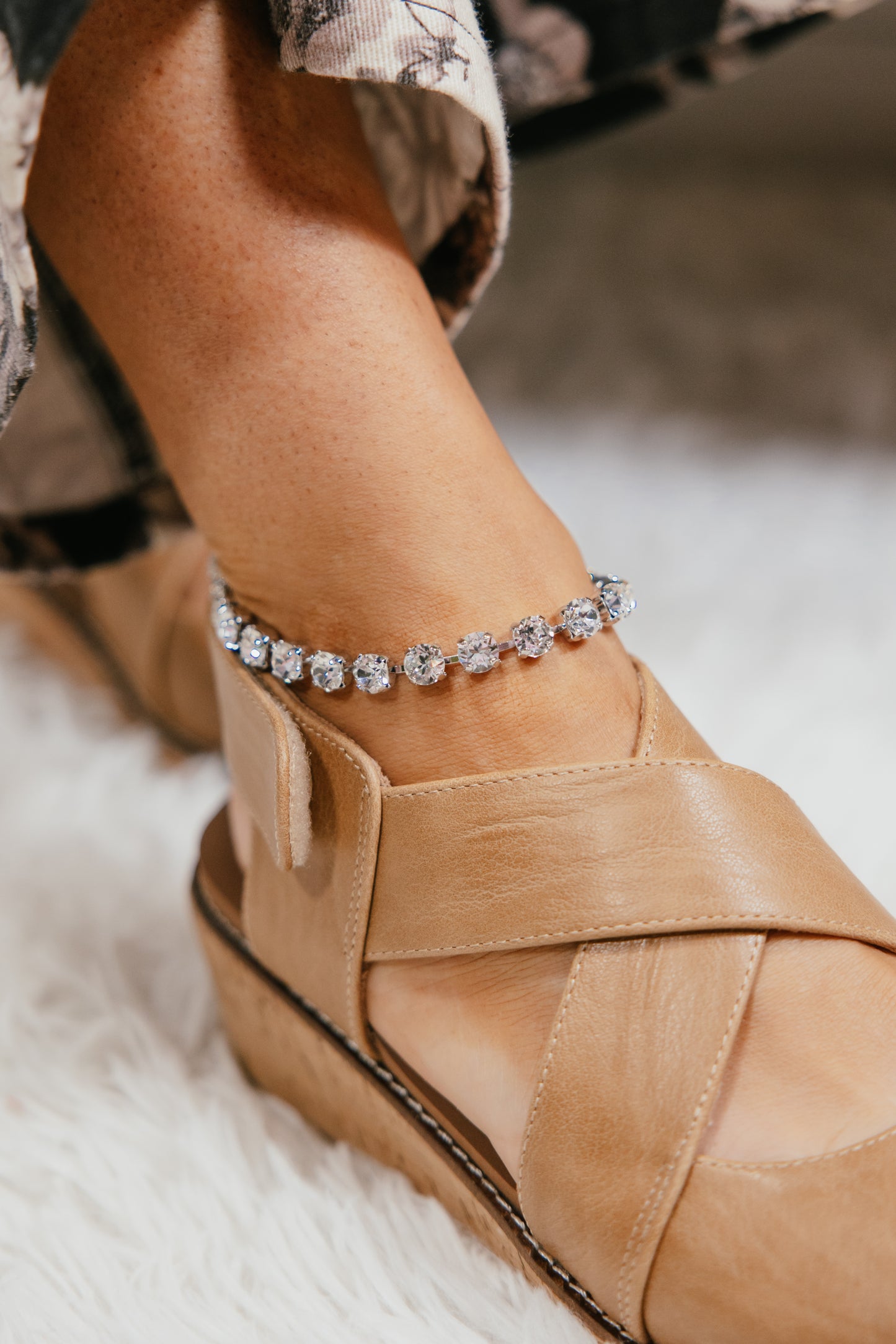 Sparkle Therapy Anklet in Silver Clear