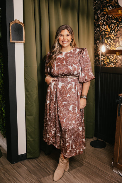 Mocha Swirl Midi Dress