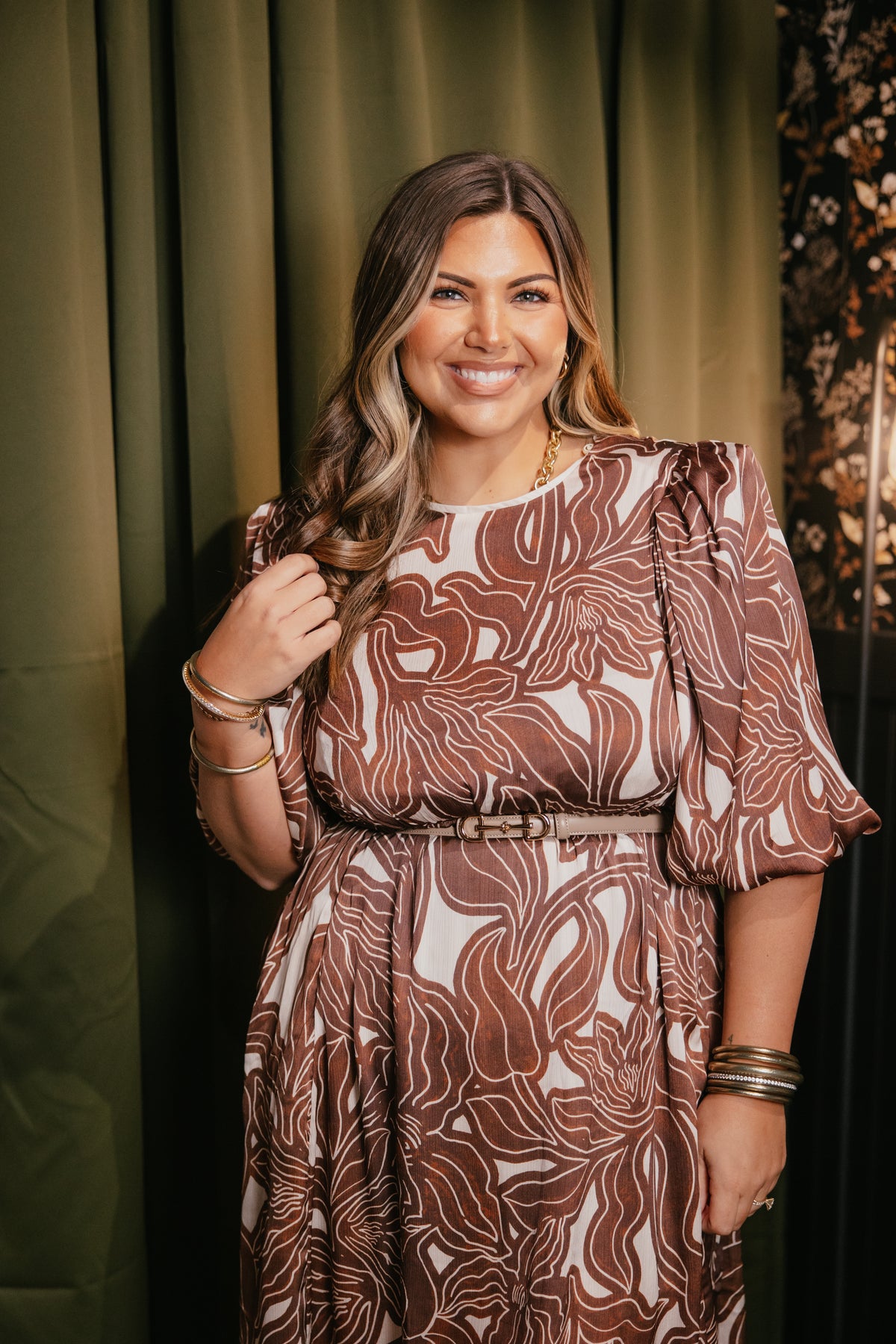 Mocha Swirl Midi Dress