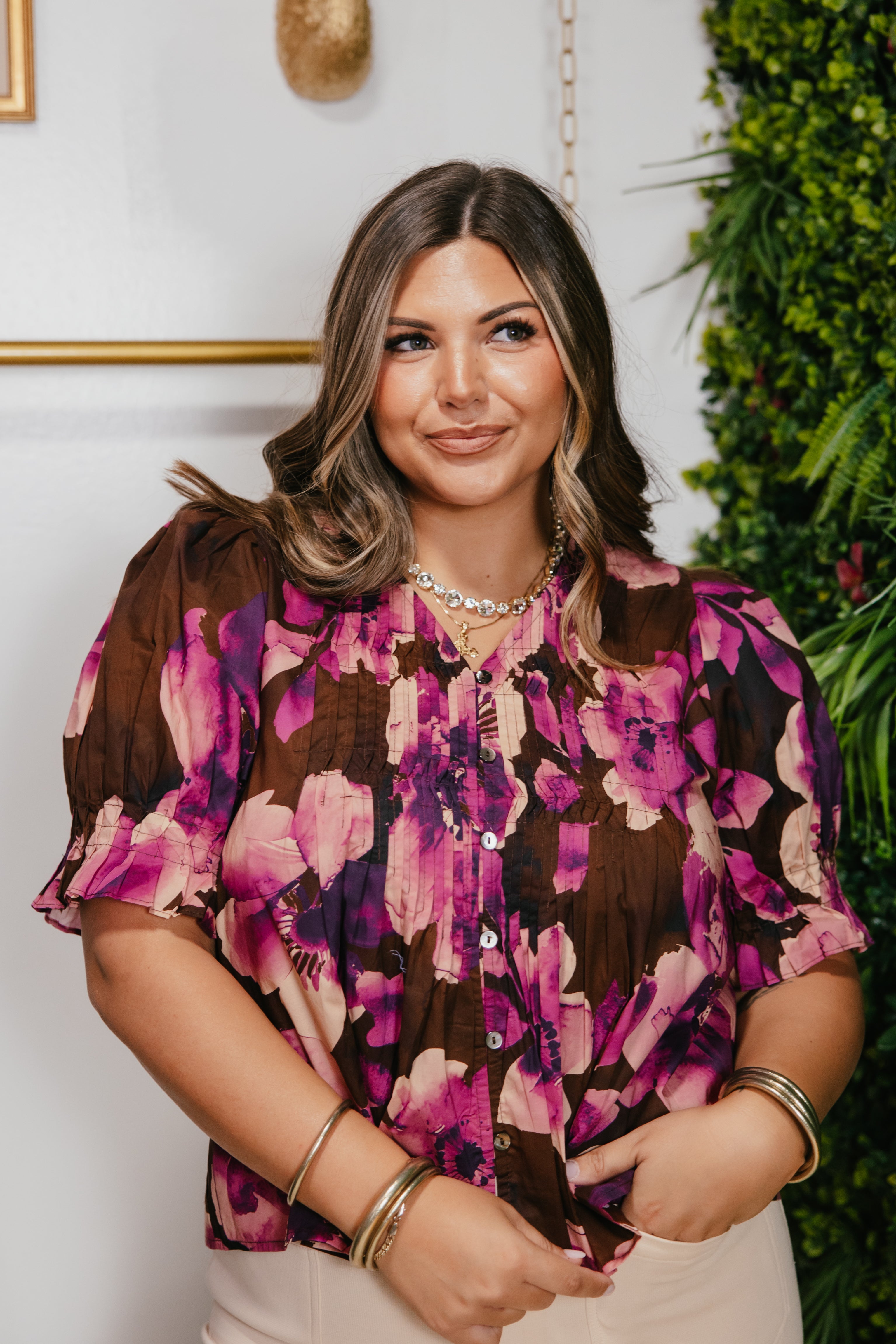 ENTRO Women Plum Petal Top - Romantic Floral Print Blouse – Macoma