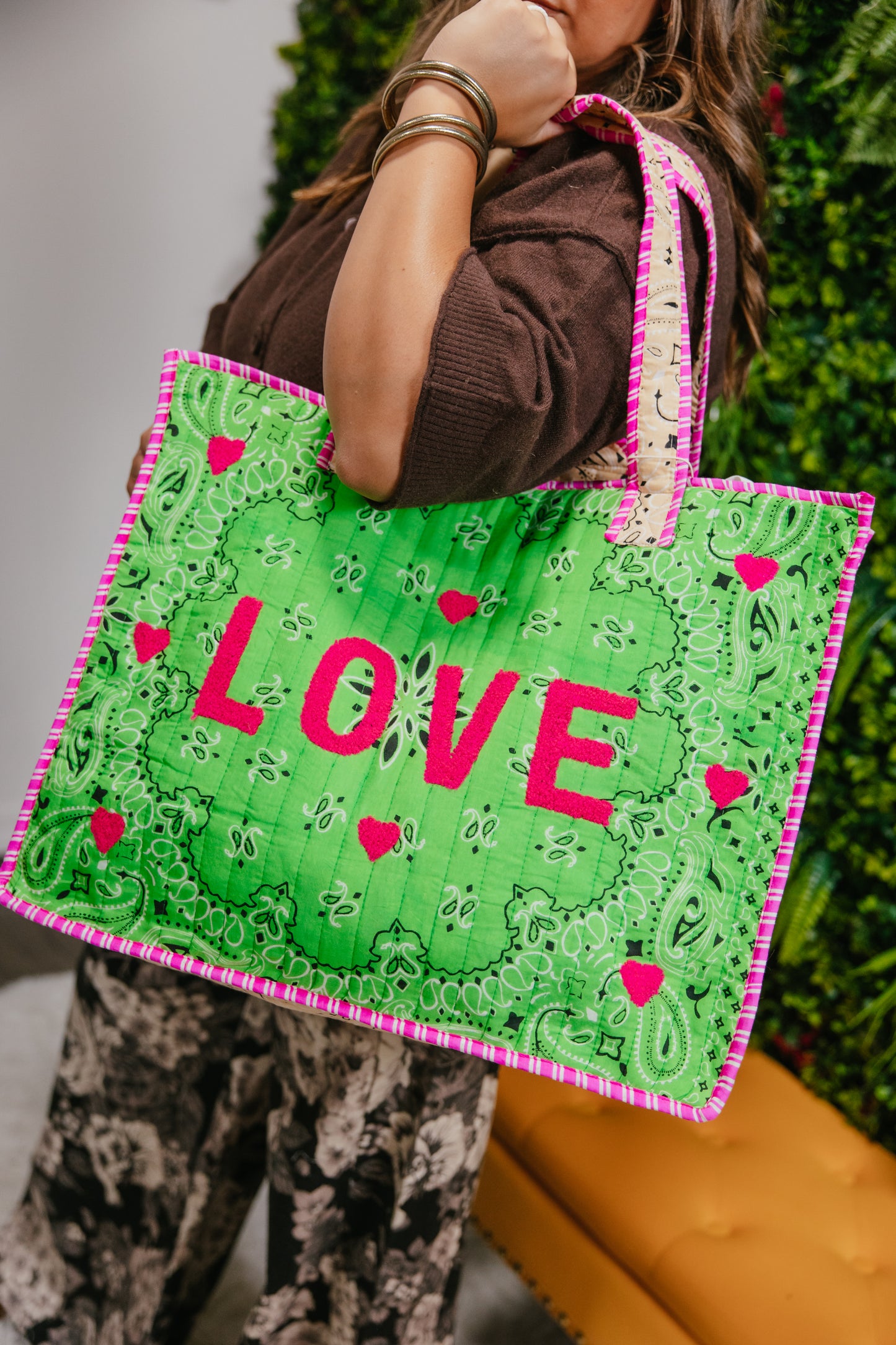 Is This Love Quilted Bag In Green