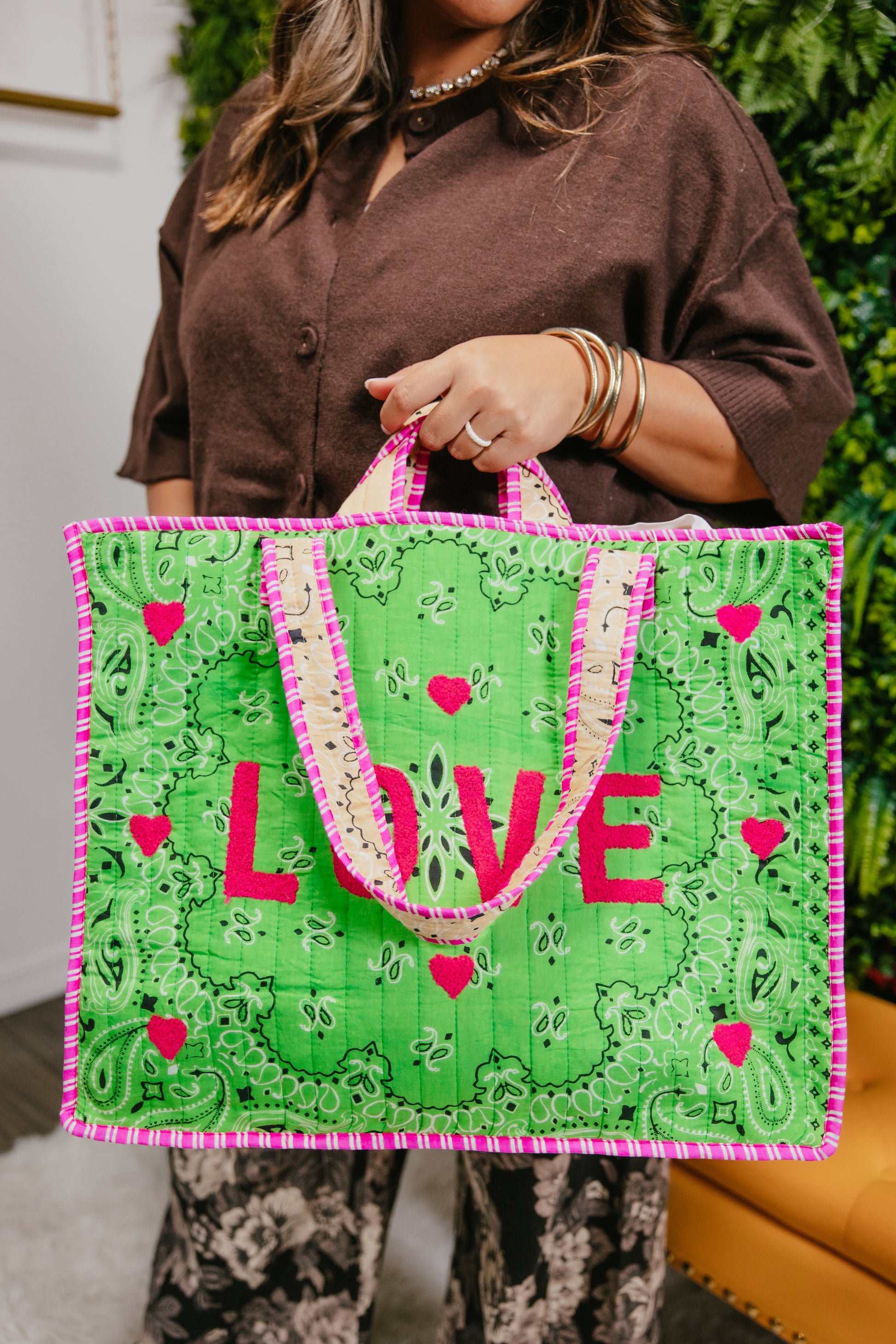 Is This Love Quilted Bag In Green