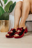 Corky's Burgundy Velvet Put A Bow On It Heels