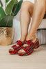 Corky's Red Plaid Put A Bow On It Heels