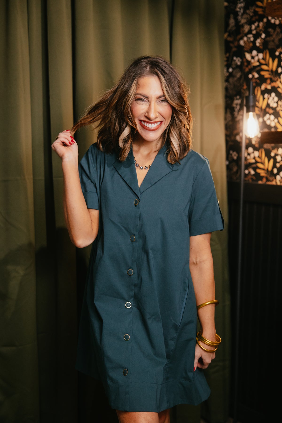 Easy Going Shirt Dress In Green