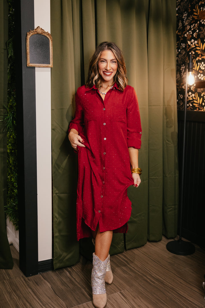 Meet Me At Midnight Dress In Ruby - Reg & Curvy