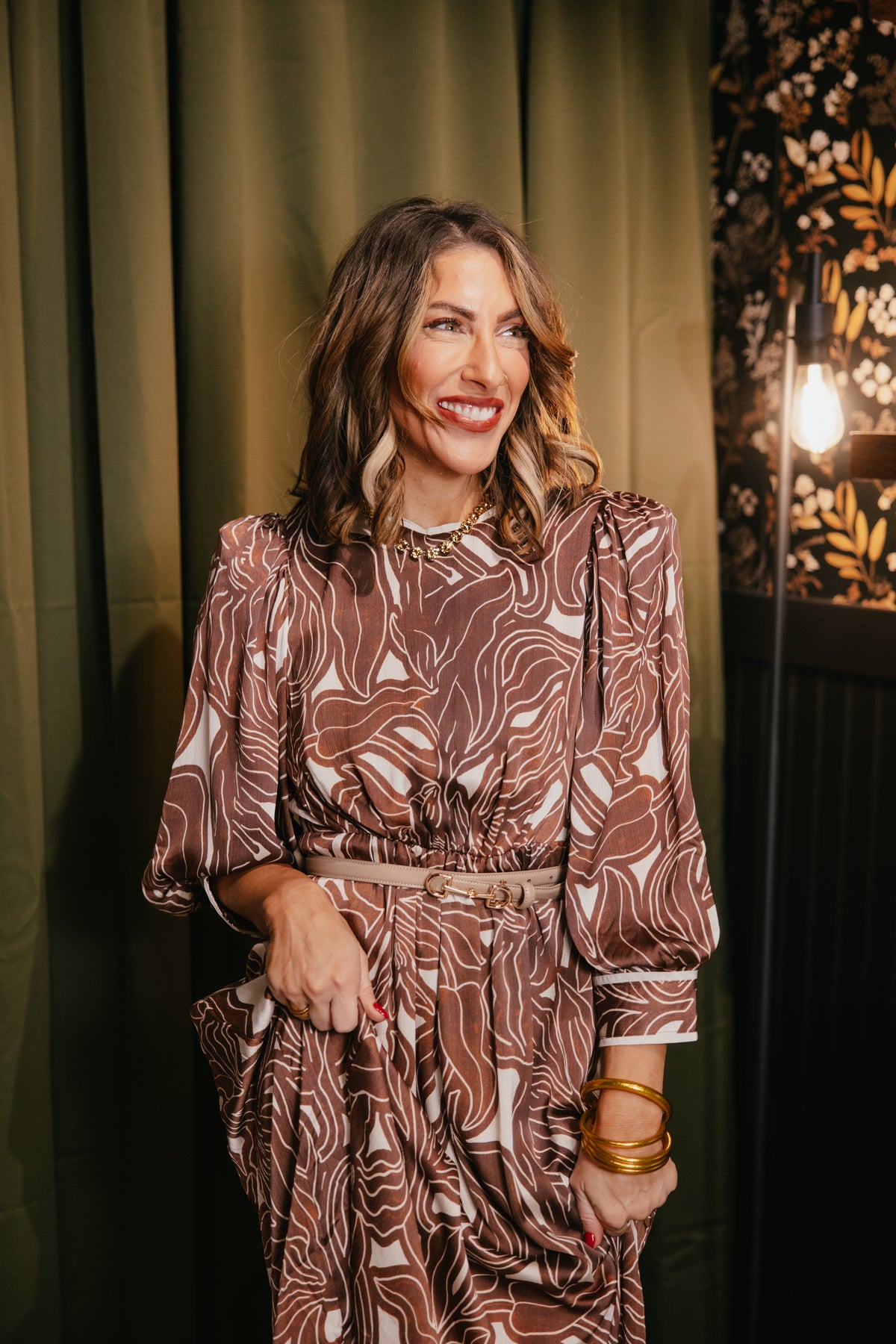 Mocha Swirl Midi Dress