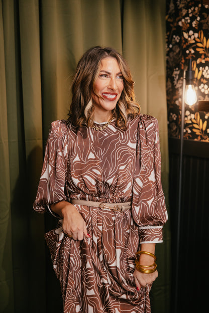Mocha Swirl Midi Dress