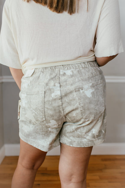 YMI Stay Near Shorts In Beige Foilage - Reg & Curvy