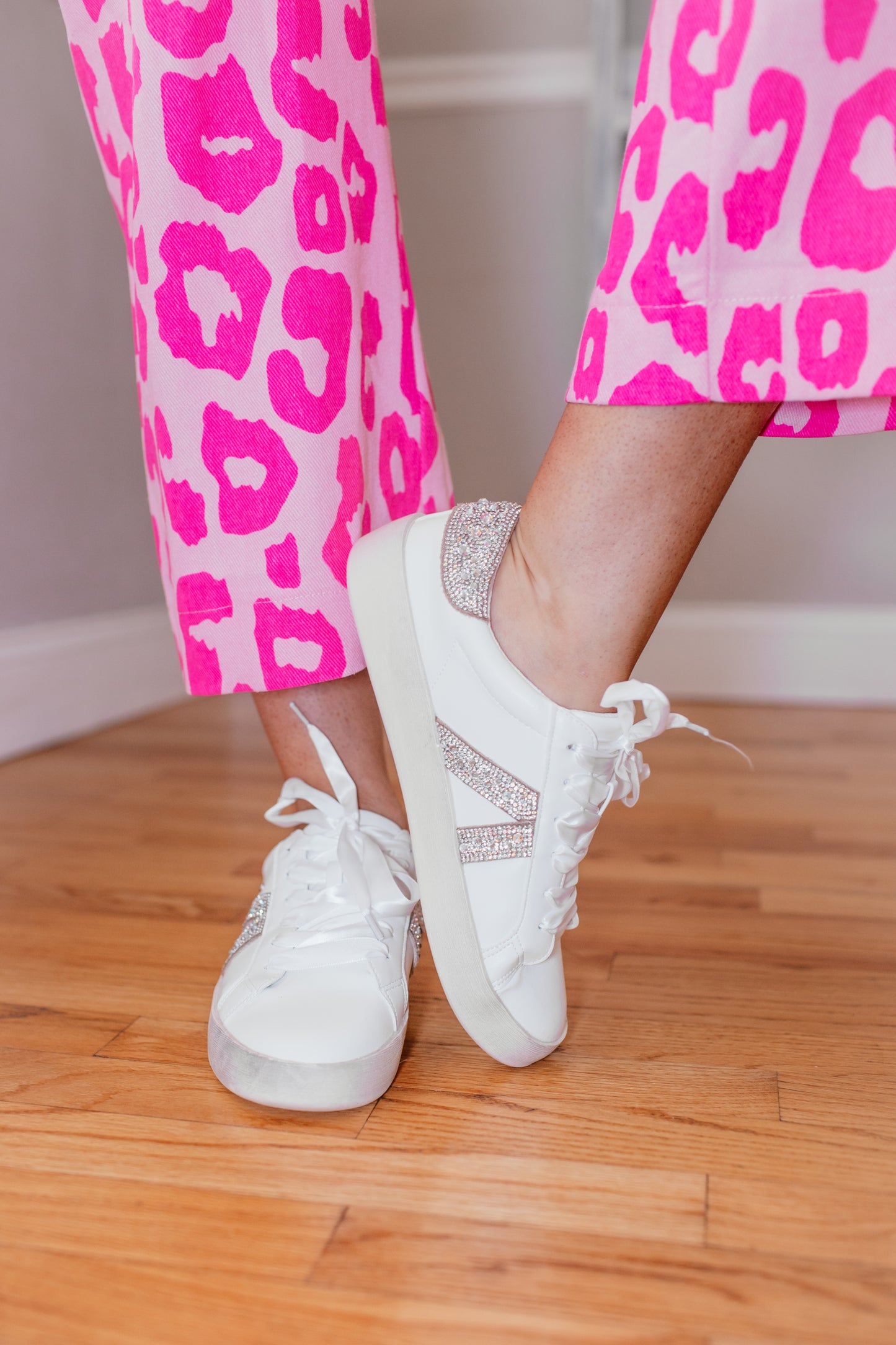 Corky's White With Rhinestones No Chaser Sneakers