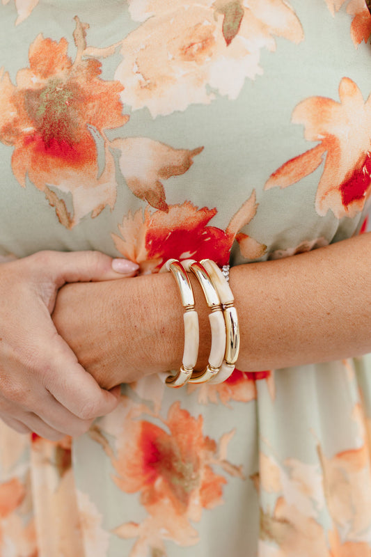 Live A Little Skinny Stretch Bracelet In White
