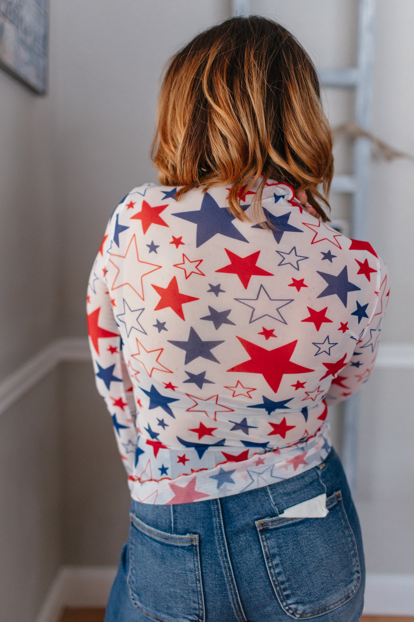 American Flag Star Print Top - Reg/Curvy - FINAL SALE