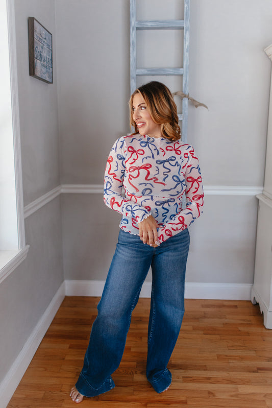 US Ribbon Mesh Top - Reg/Curvy