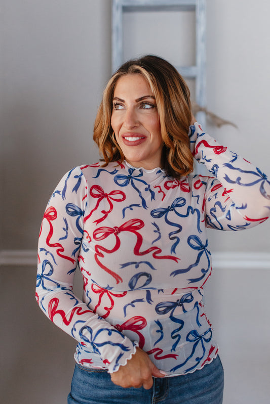 US Ribbon Mesh Top - Reg/Curvy