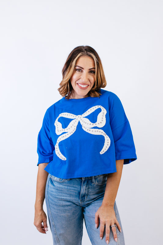 Rhinestone Studded Bow Top