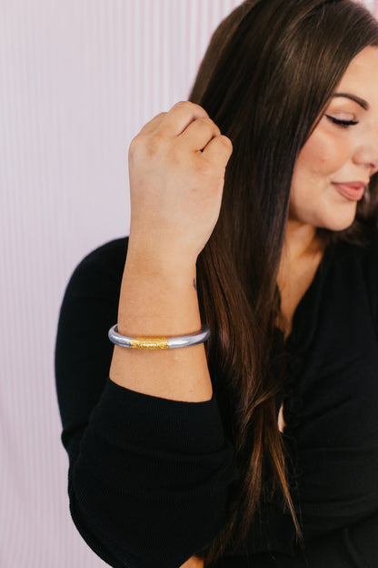 Silver Tzubbie All Weather Bangle In Serenity Prayer
