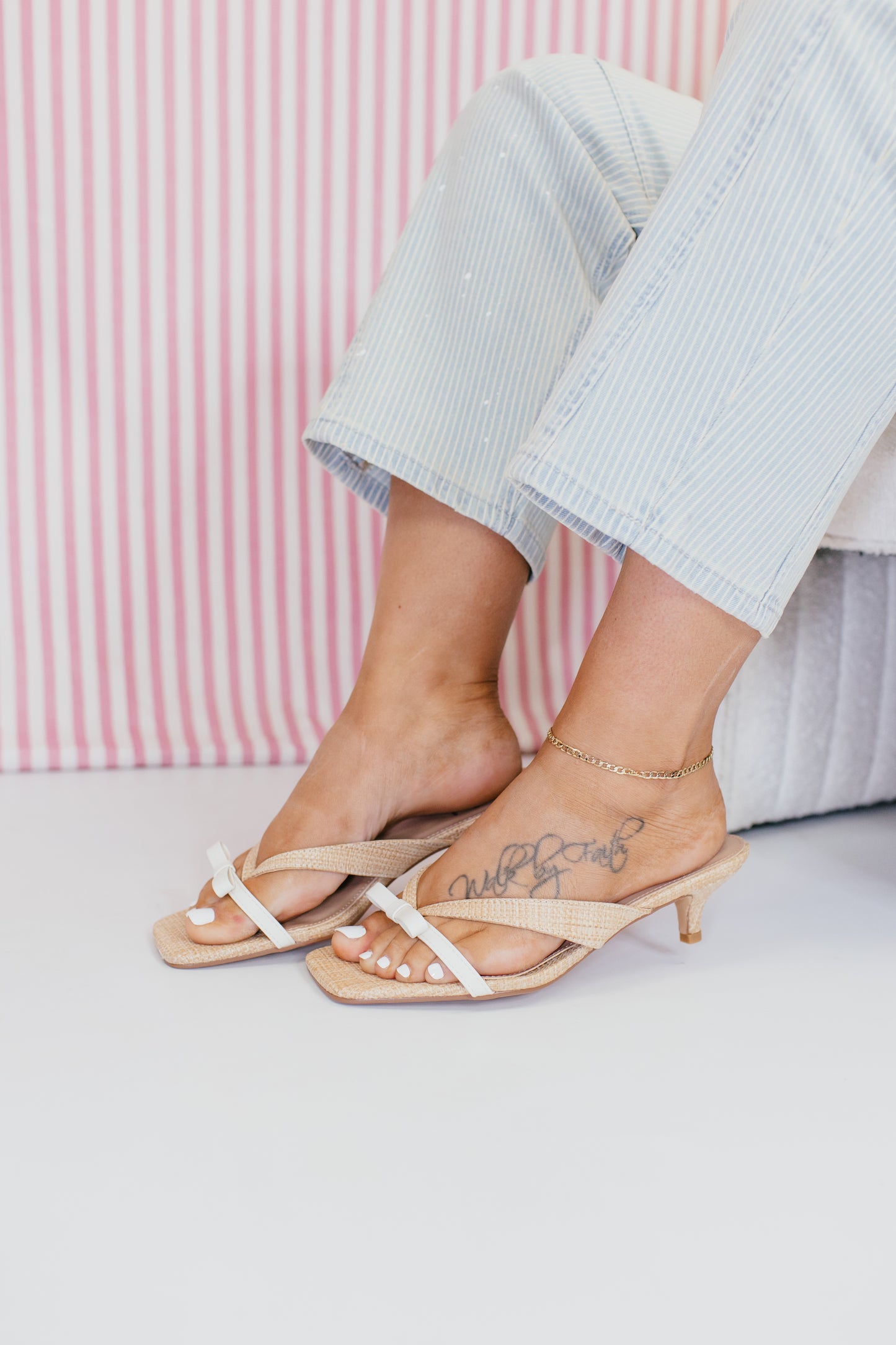 Corky's Raffia Ivory Combo Dainty Heels