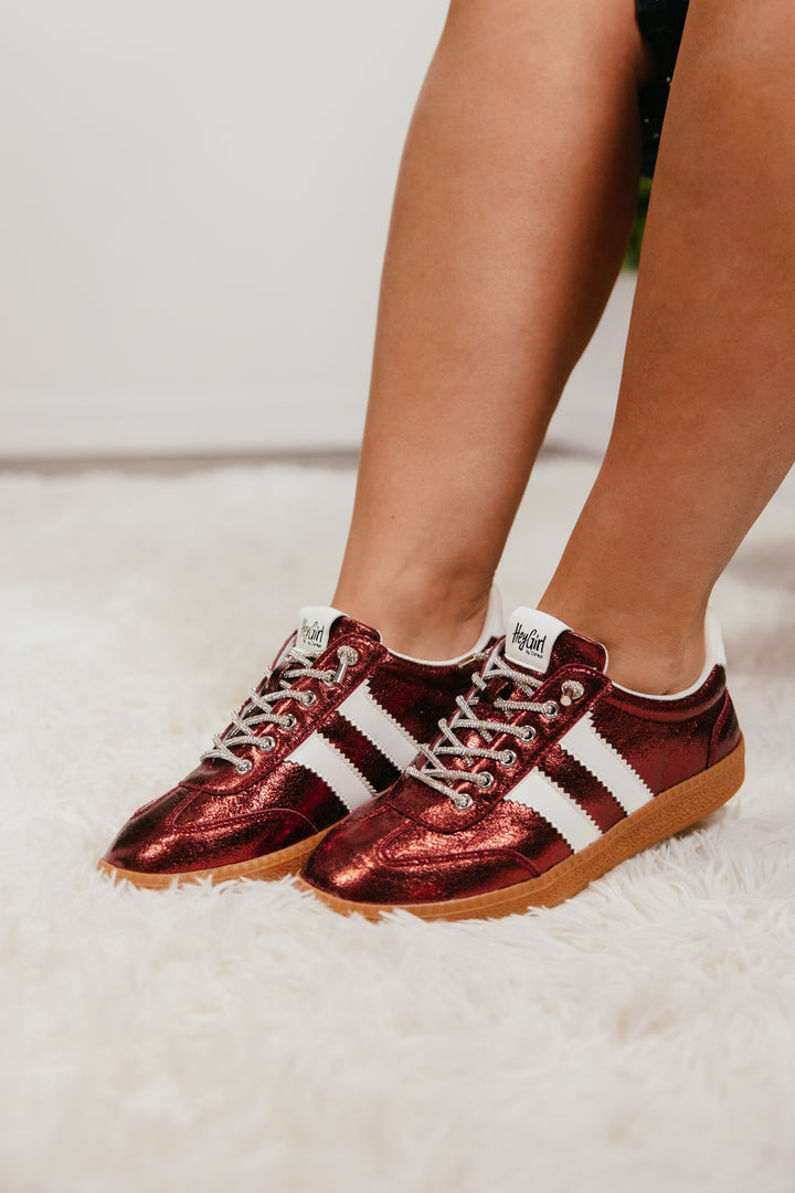 Corky's Burgundy Metallic Heads Up Sneakers