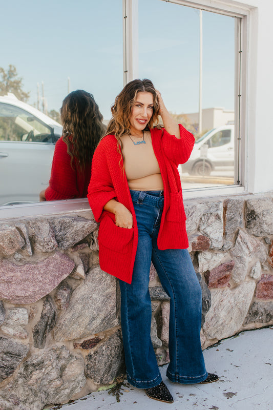 Wrap Me Up Cardigan In Red