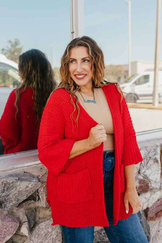 Wrap Me Up Cardigan In Red
