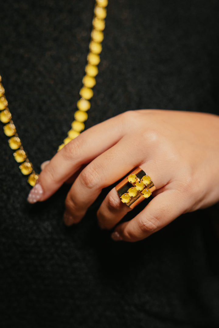Cross Ring In Yellow
