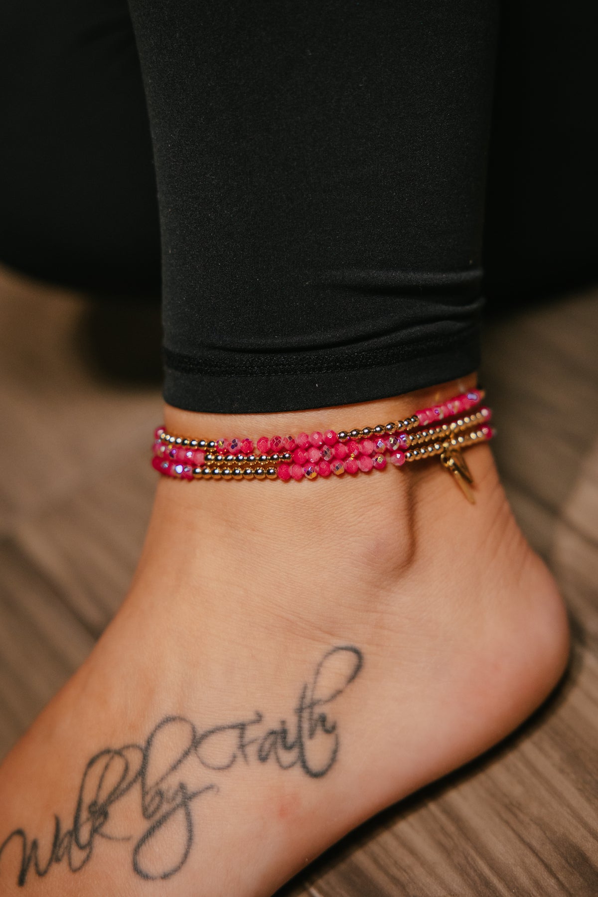 Twinkle Twinkle Anklet In Hot Pink Gold