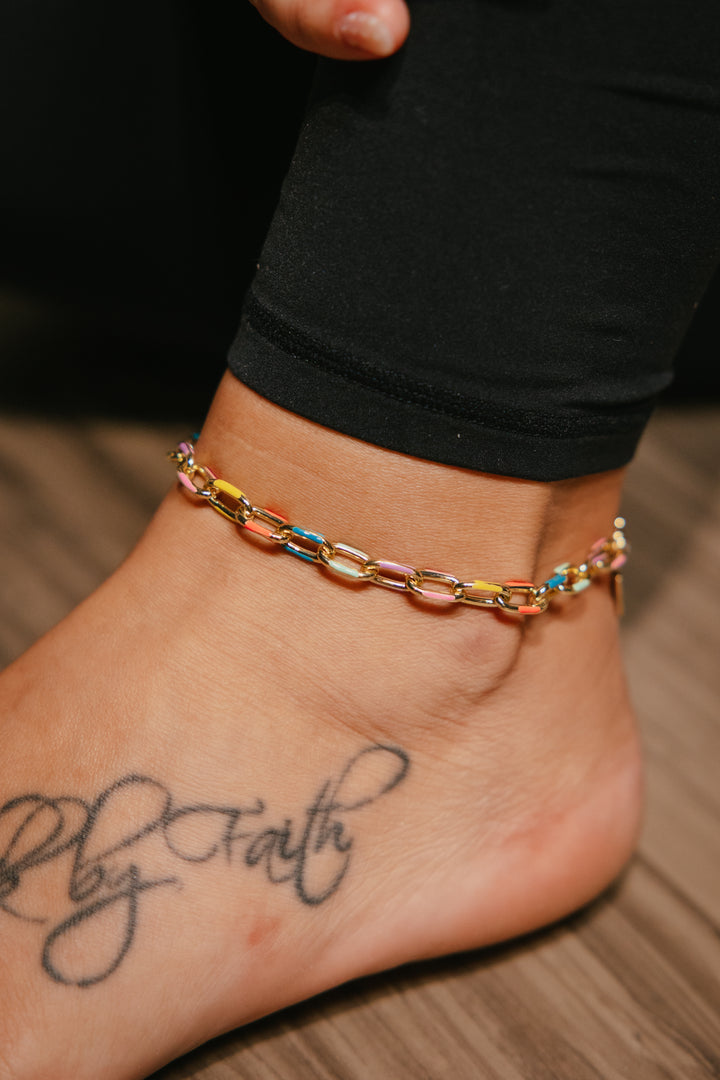 Linked In Color Bright Anklet