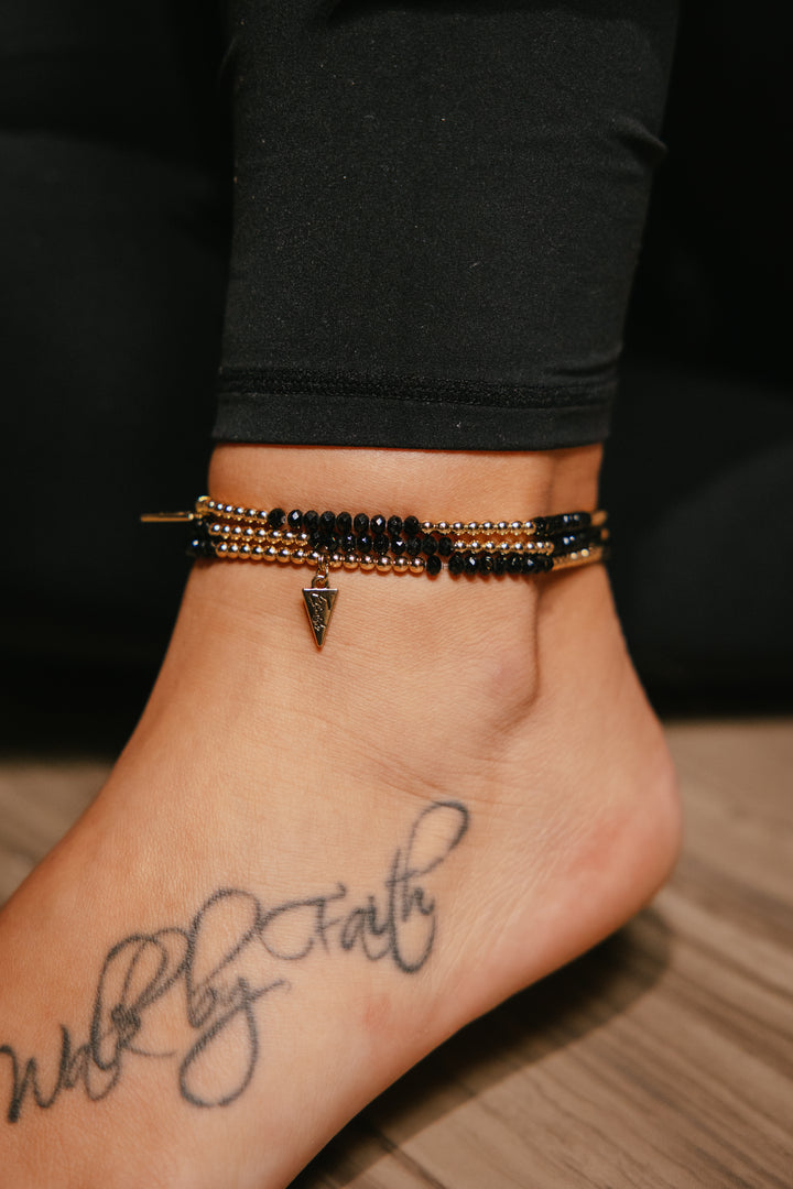 Twinkle Twinkle Anklet In Black Gold