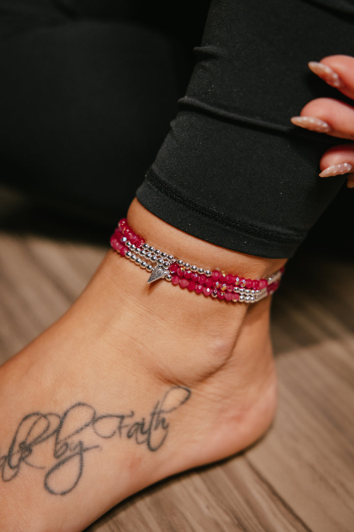 Twinkle Twinkle Anklet In Hot Pink Silver