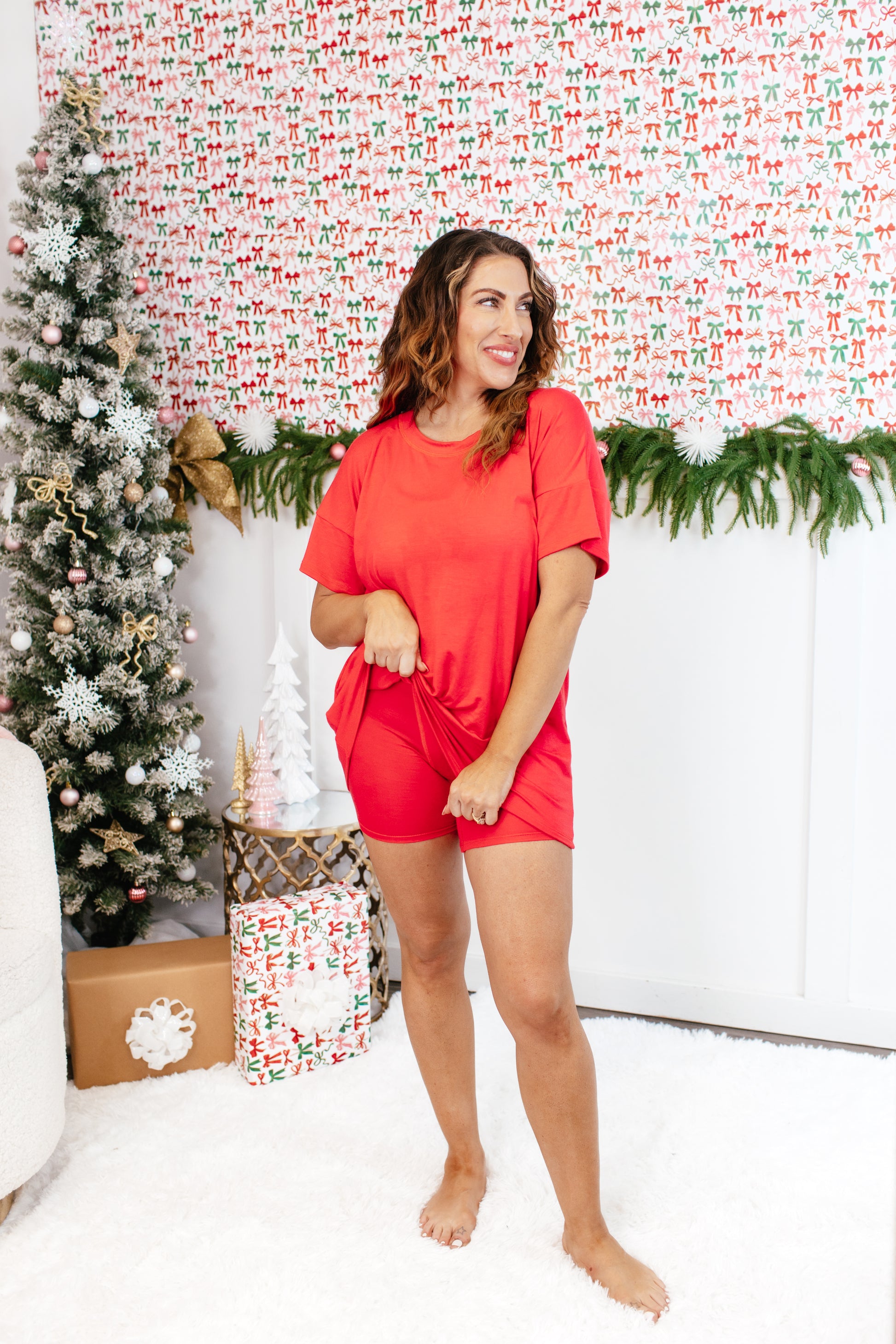 Tucked In Sleep Top In Red - Reg & Curvy