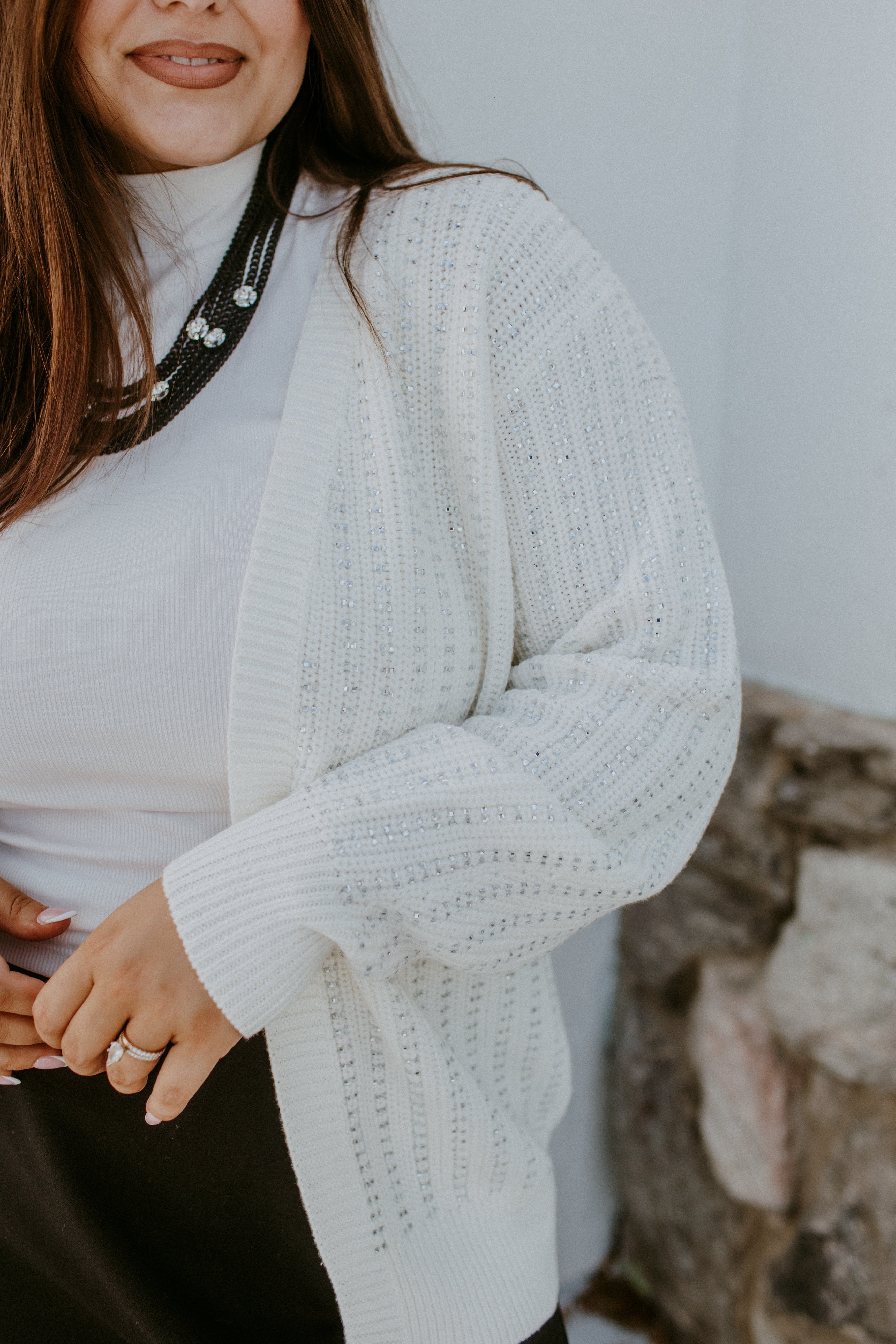 Girls Night Out Cardigan In Off White
