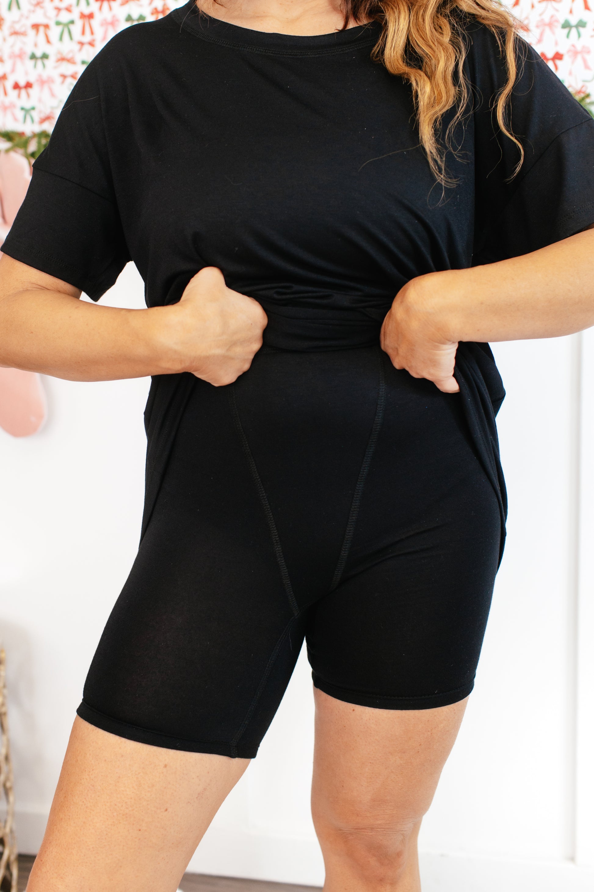 Tucked In Sleep Shorts In Black - Reg & Curvy