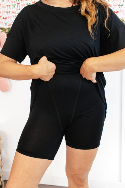 Tucked In Sleep Shorts In Black - Reg & Curvy