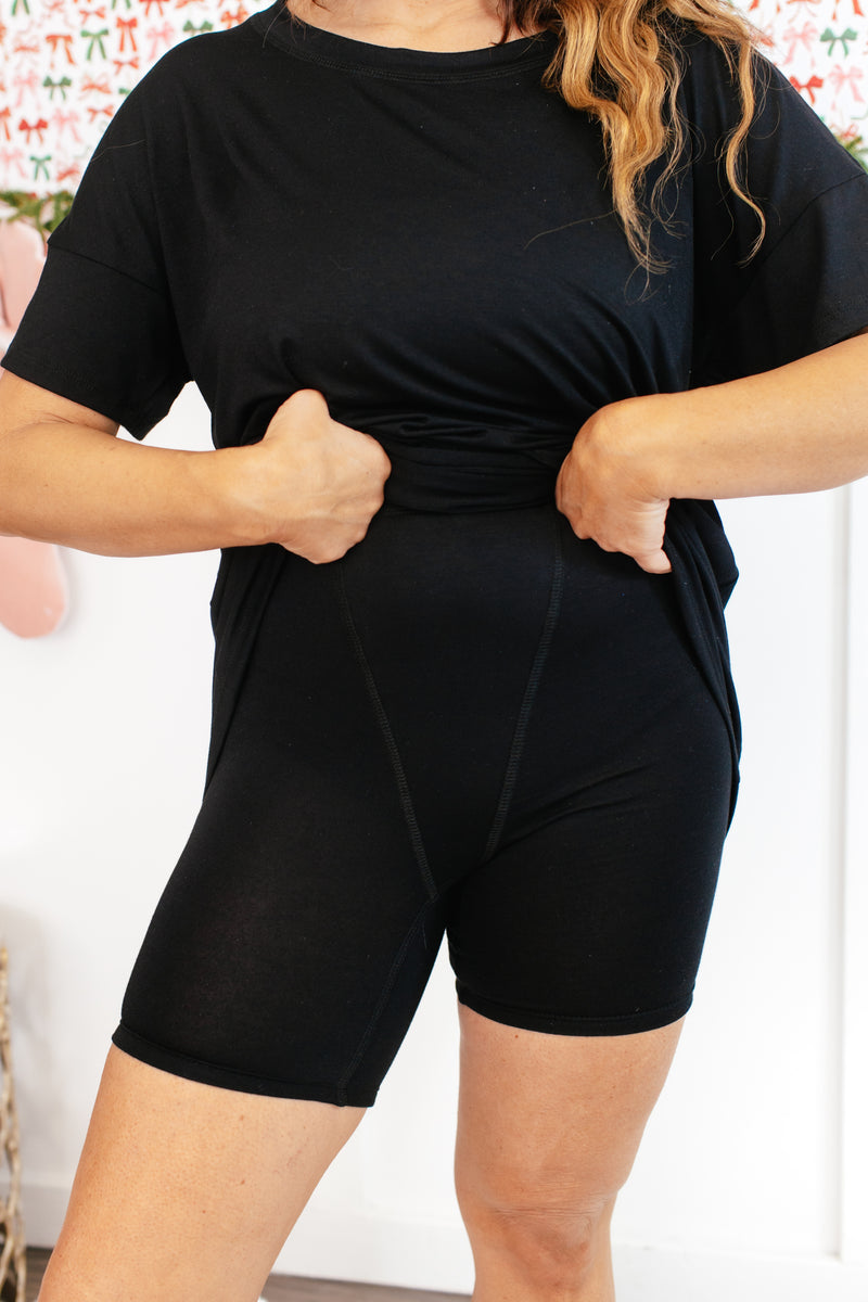 Tucked In Sleep Shorts In Black - Reg & Curvy