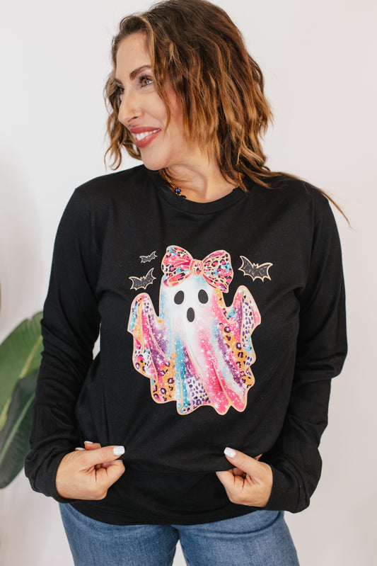 Glitter Ghost Long Sleeve Graphic Tee - FINAL SALE
