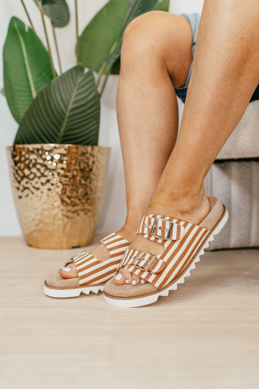 Corky's Tan Natural Stripe Dash Sandals FINAL SALE