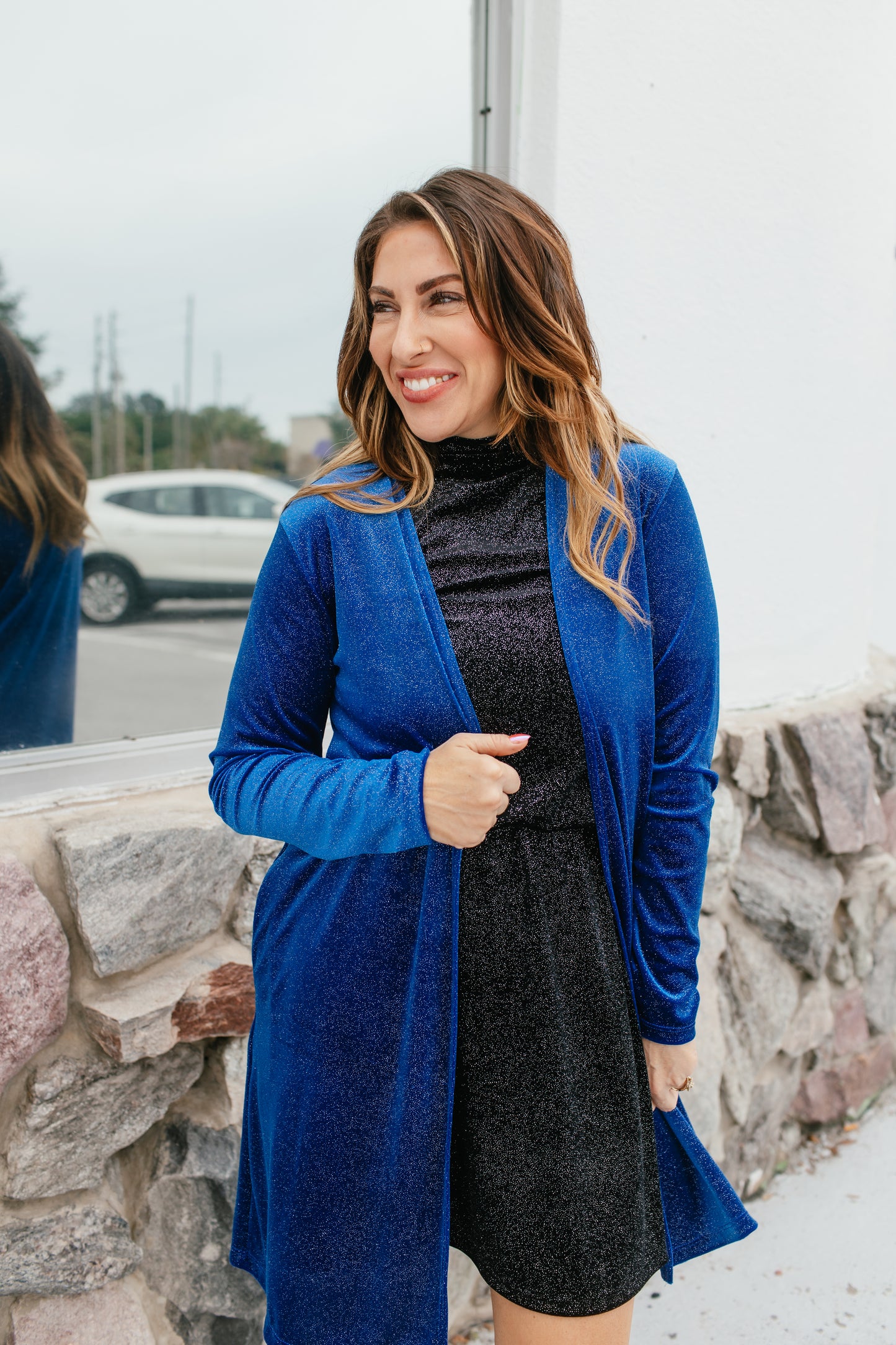 Velvet Crush Duster In Royal - Reg & Curvy