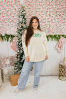 Natural Plaid Christmas Graphic Pullover - FINAL SALE