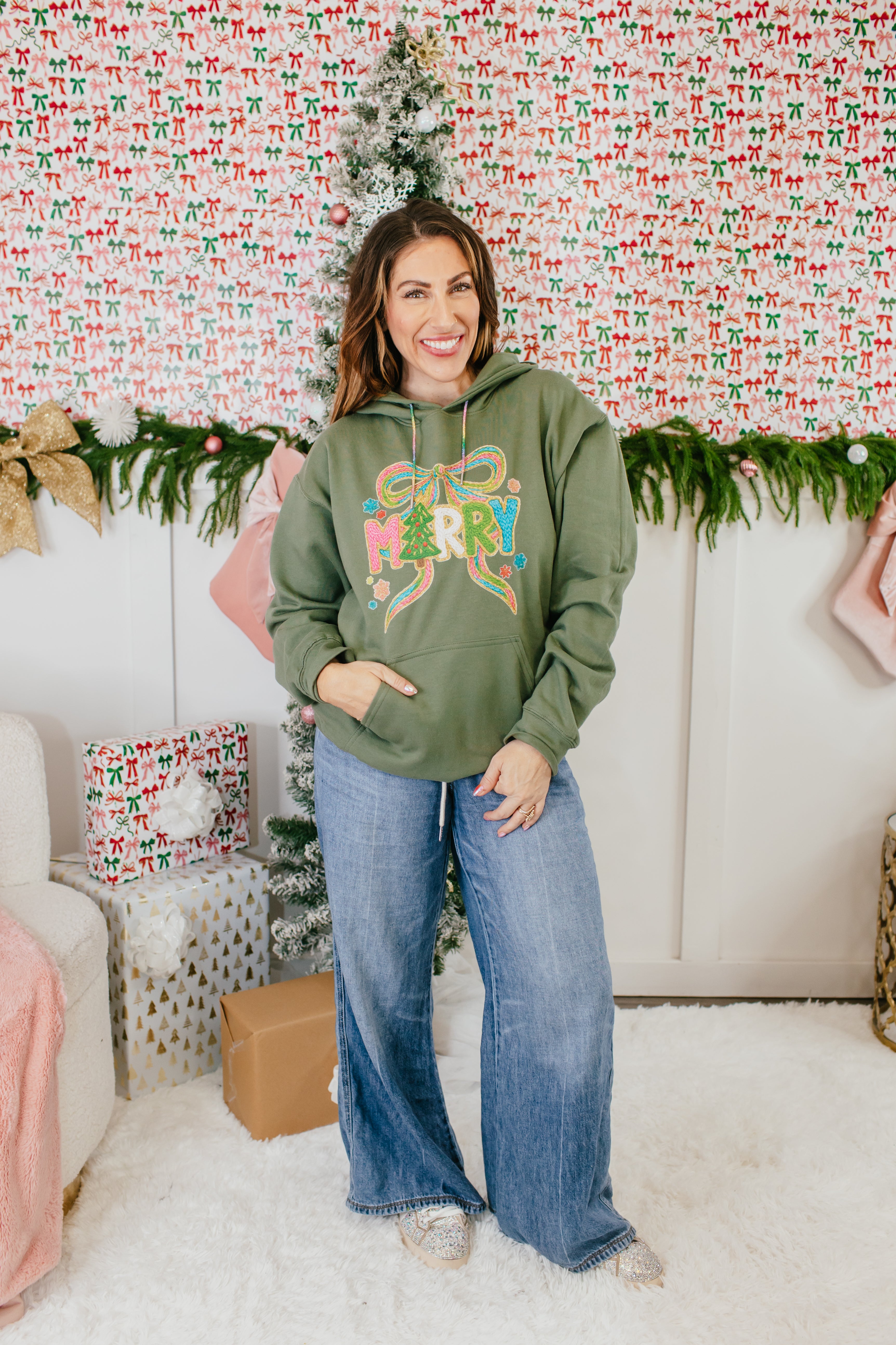 Green Merry Graphic Hoodie - FINAL SALE